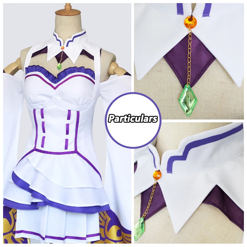 Anime Emilia Cosplay Rezero Costume Doll Re Zero Emilia Cosplay Costume Cloak Dolls Wig Women Dress Halloween Costumes for Women