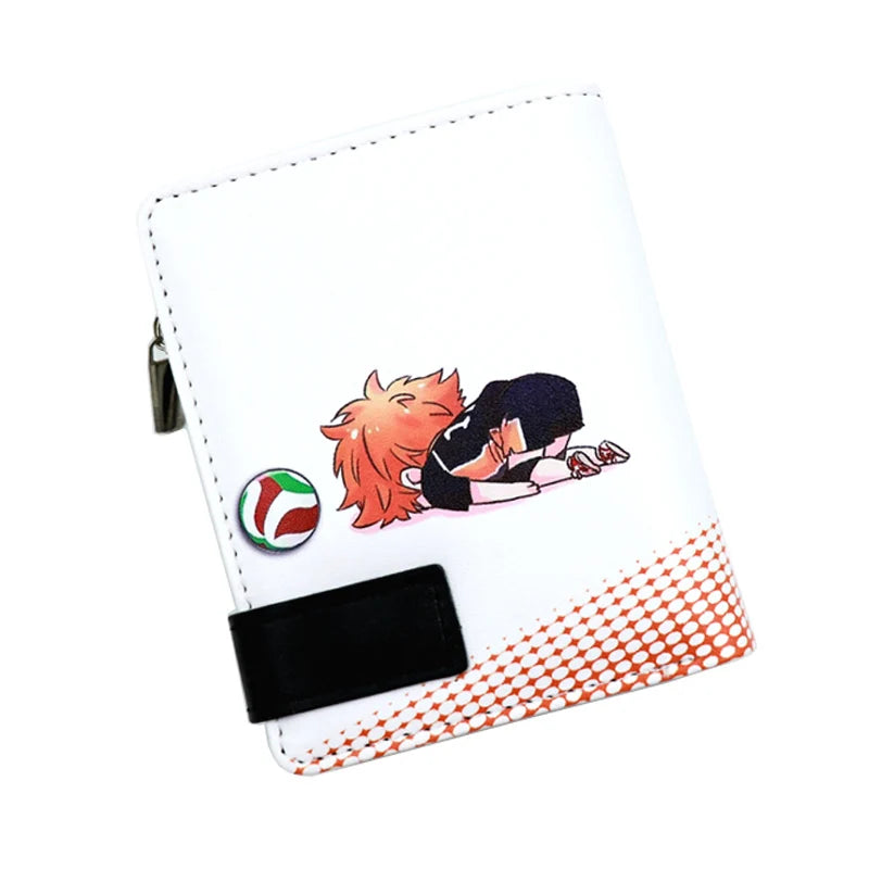 Anime Haikyuu!! Shoyo Hinata PU Short Wallets Tobio Kageyama Button Purse with Coin Bag