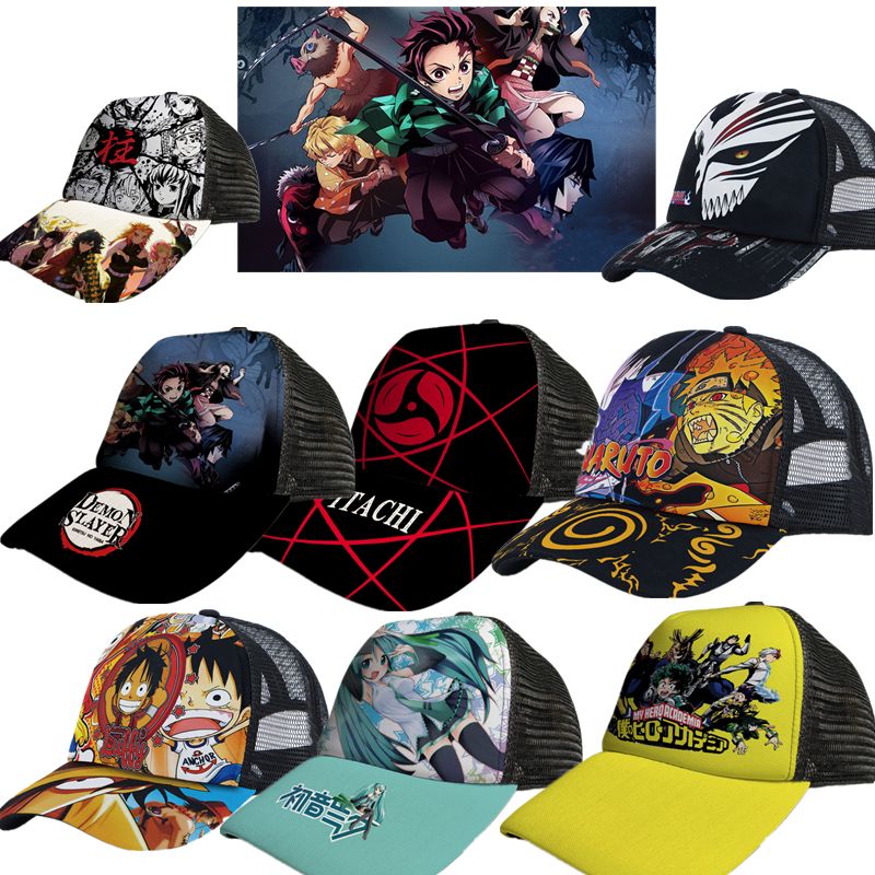 Anime Hat Naruto Luffy Demon Slayer Tanjiro Hat Student Men And Women Hip-hop Baseball Cap Sun Hat Trucker Hat