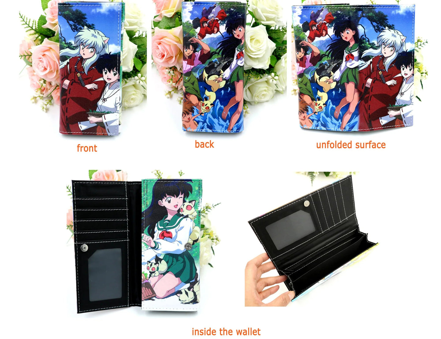 Anime Inuyasha Sesshoumaru Colorful PU Leather Wallet Boys and Girls Long Purse