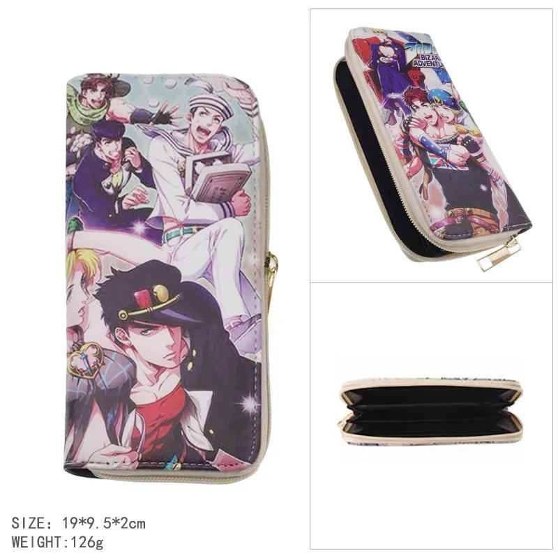 Anime JoJo Bizarre Adventure Khaki Men's Wallets Kujo Jotaro Women Coin Purse