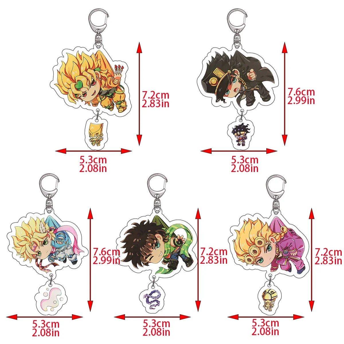 Anime Keychain Bizarre Adventure for Women Accessories Cute Bag Pendant Key Ring Acrylic Cartoon Friends Gift