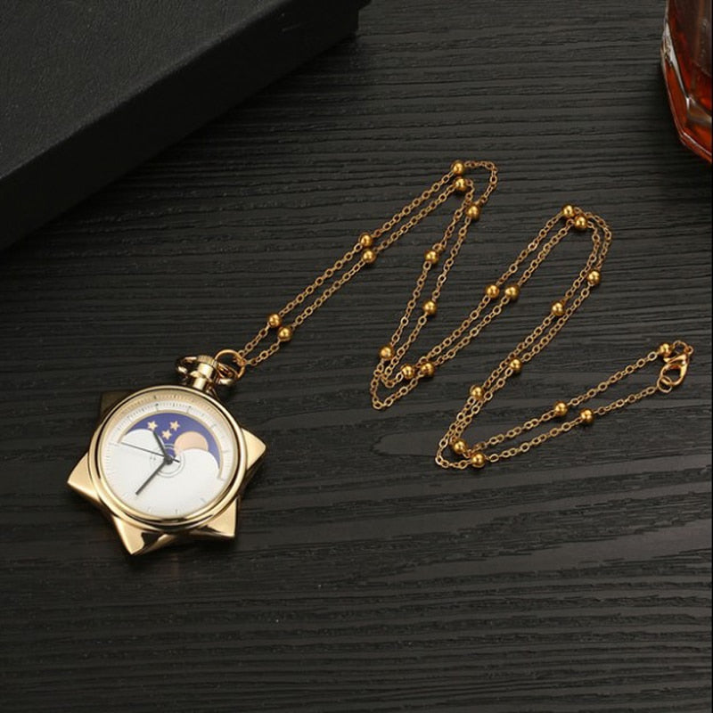 Anime Sailor Moon 20th Anniversary Crystal Star Model Toy Pocket Gold Pocket Watch Necklace Metal Pendant Cosplay Jewelry Gift