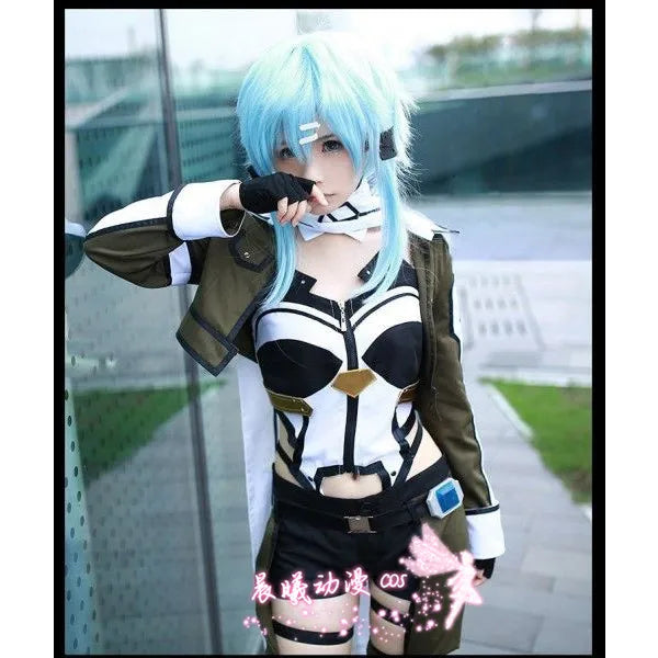 Anime Sword Art Online Cosplay Asada Shino Costume Military Outfits for Women Men SAO Gun Gale Online Cosplay Costumes