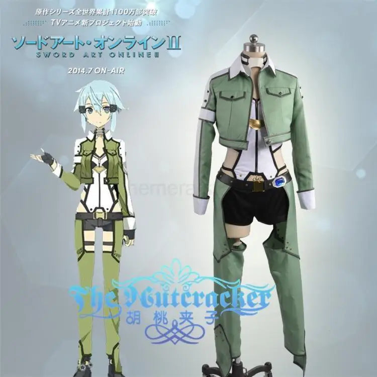 Anime Sword Art Online Cosplay Asada Shino Costume Military Outfits for Women Men SAO Gun Gale Online Cosplay Costumes