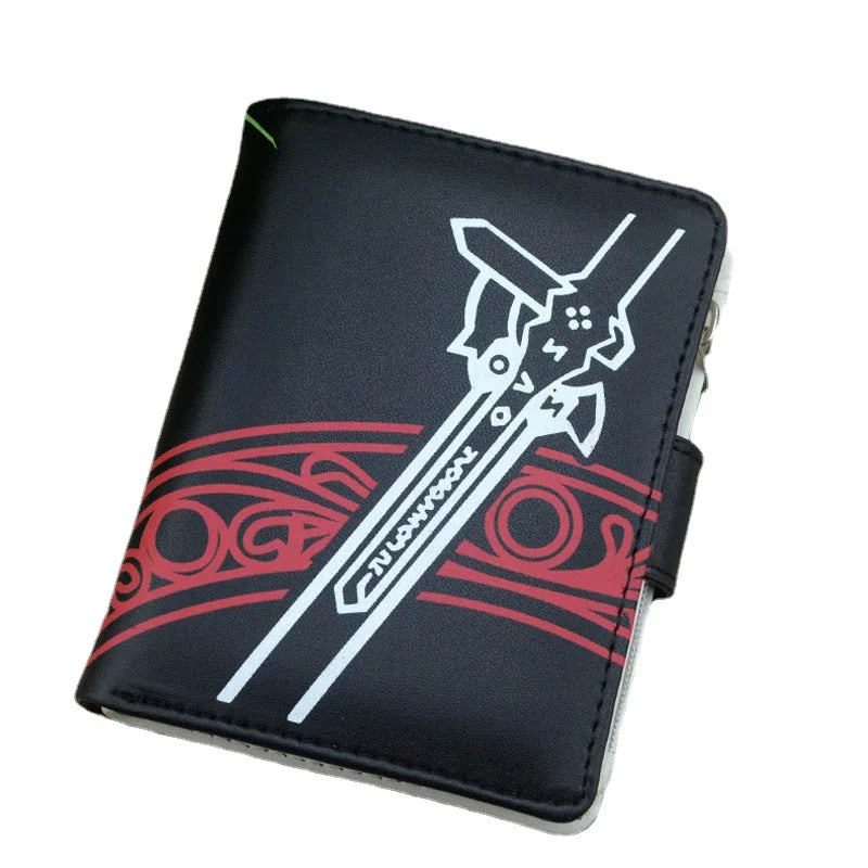 Anime Sword Art Online Girls Boys Button Wallet Cartoon Short Purse with Coin Bag