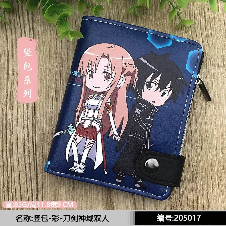 Anime Sword Art Online SAO Kirito Mens PU Short Wallet Asuna Card Holders with Coin Pocket