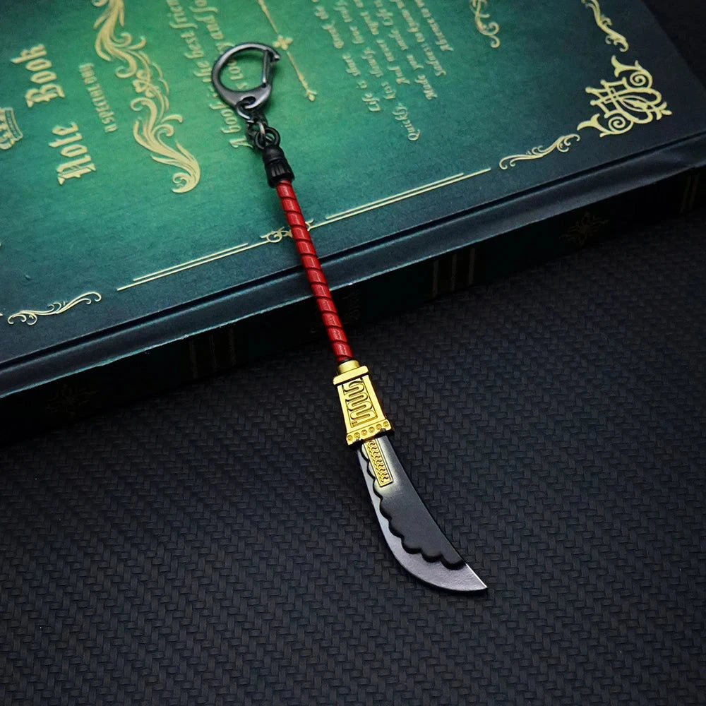 Anime White Beard Keychain Edward Newgate Sword Weapon Key Chain Keyring Keychains for Men Women Game Accessories Car Key Ring