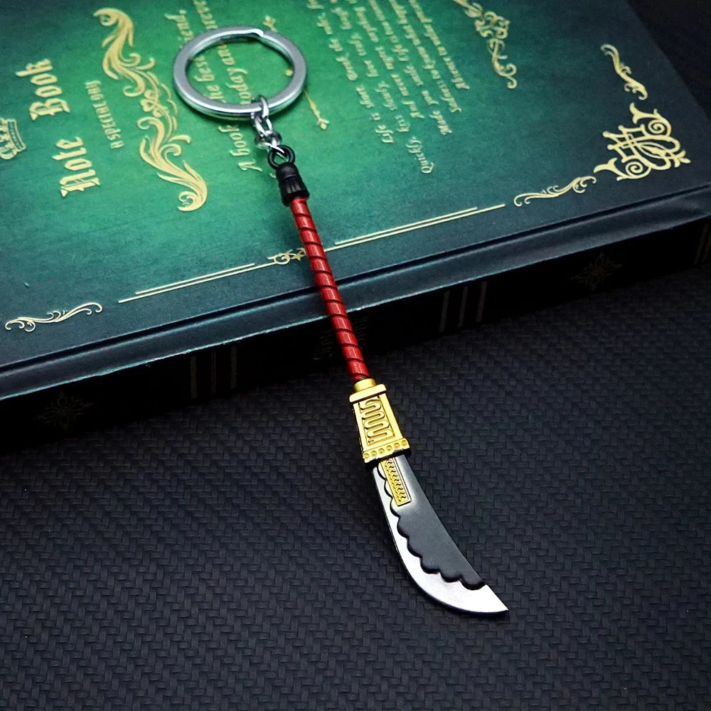 Anime White Beard Keychain Edward Newgate Sword Weapon Key Chain Keyring Keychains for Men Women Game Accessories Car Key Ring