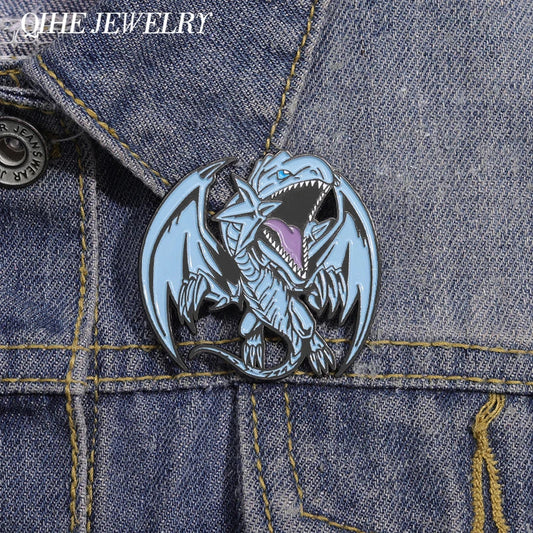 Anime Yu-Gi-Oh Blue-Eyes White Dragon Brooch Enamel Pin Anime Game Peripheral Badges Lapel Backpacks Jewelry Accessories Gift