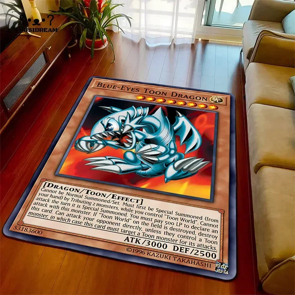 Anime Yu Gi Oh Card Yugioh Blue Eyes White Dragon Carpet Cartoon Floor Mat Living Room Bedroom Area Rug Christmas Family Gift