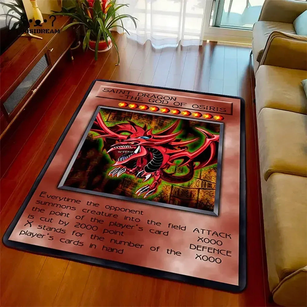 Anime Yu Gi Oh Card Yugioh Blue Eyes White Dragon Carpet Cartoon Floor Mat Living Room Bedroom Area Rug Christmas Family Gift