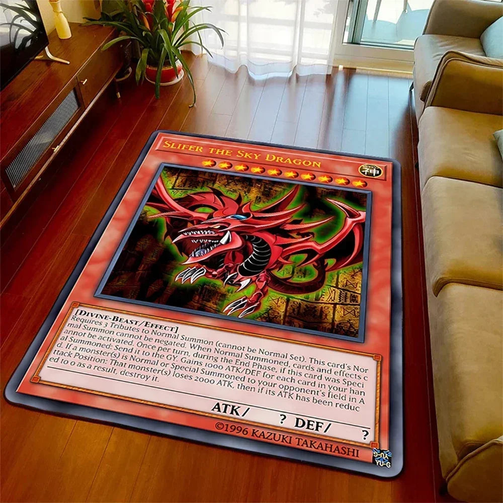 Anime Yu Gi Oh Card Yugioh Blue Eyes White Dragon Carpet Cartoon Floor Mat Living Room Bedroom Area Rug Christmas Family Gift