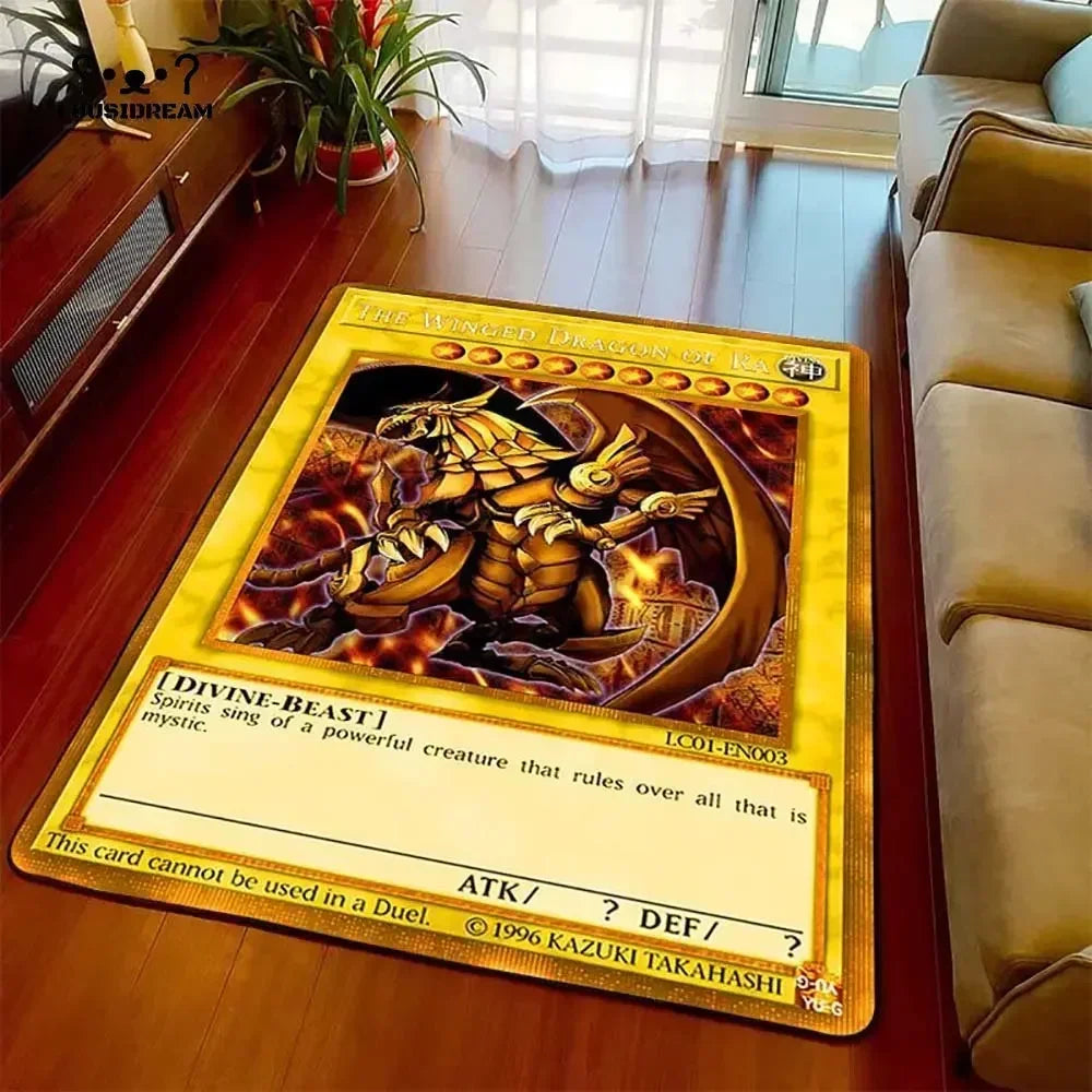 Anime Yu Gi Oh Card Yugioh Blue Eyes White Dragon Carpet Cartoon Floor Mat Living Room Bedroom Area Rug Christmas Family Gift