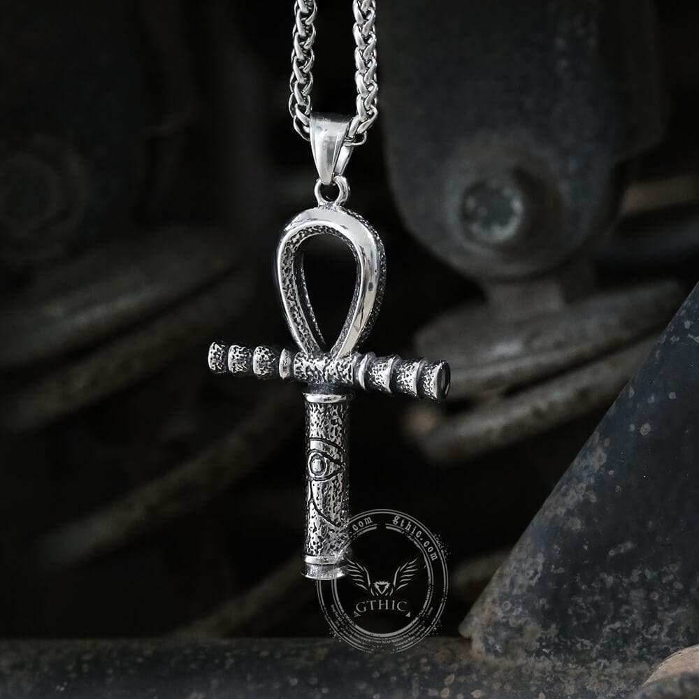 Ankh Eye of Horus Stainless Steel Pendant - Stainless Steel / Pendant Only