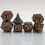 Antique Red Copper Solid Metal DND Dice Set Flying Saucer Elements