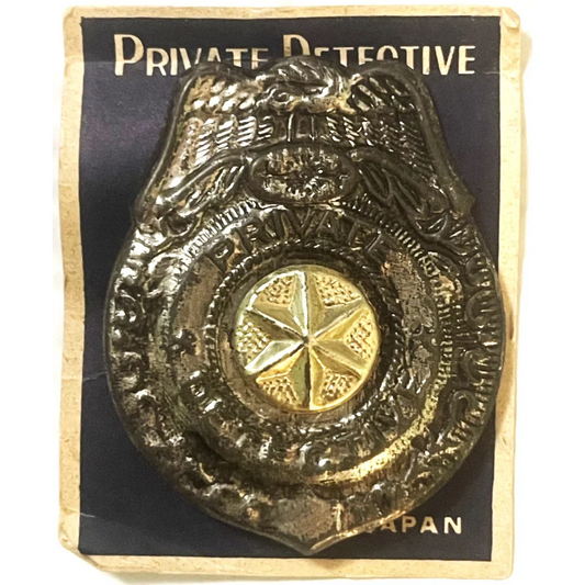 Antique Vintage 1950s Tin Special Police & Private Detective Badge on Original Card – Classic Dime Store Crime‑Fighter Memorabilia