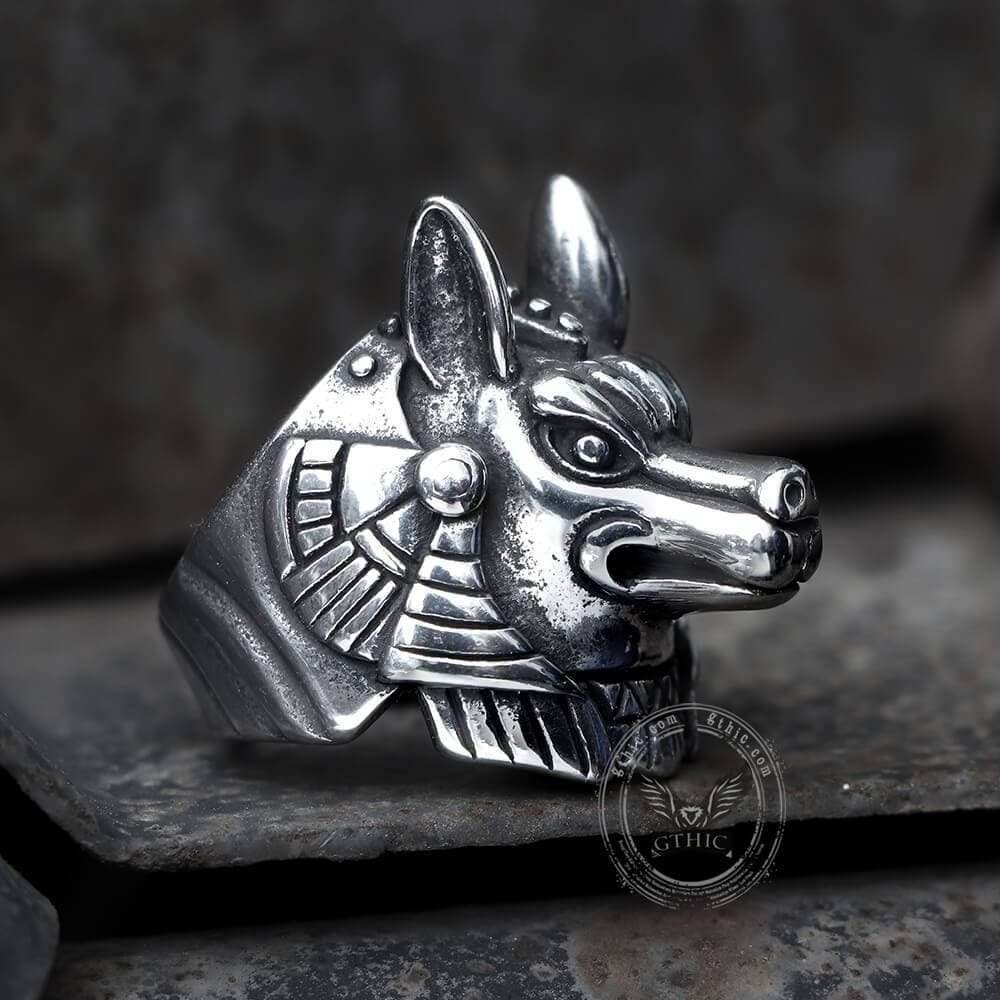 Anubis Egyptian Death God Stainless Steel Ring - Stainless Steel / 7