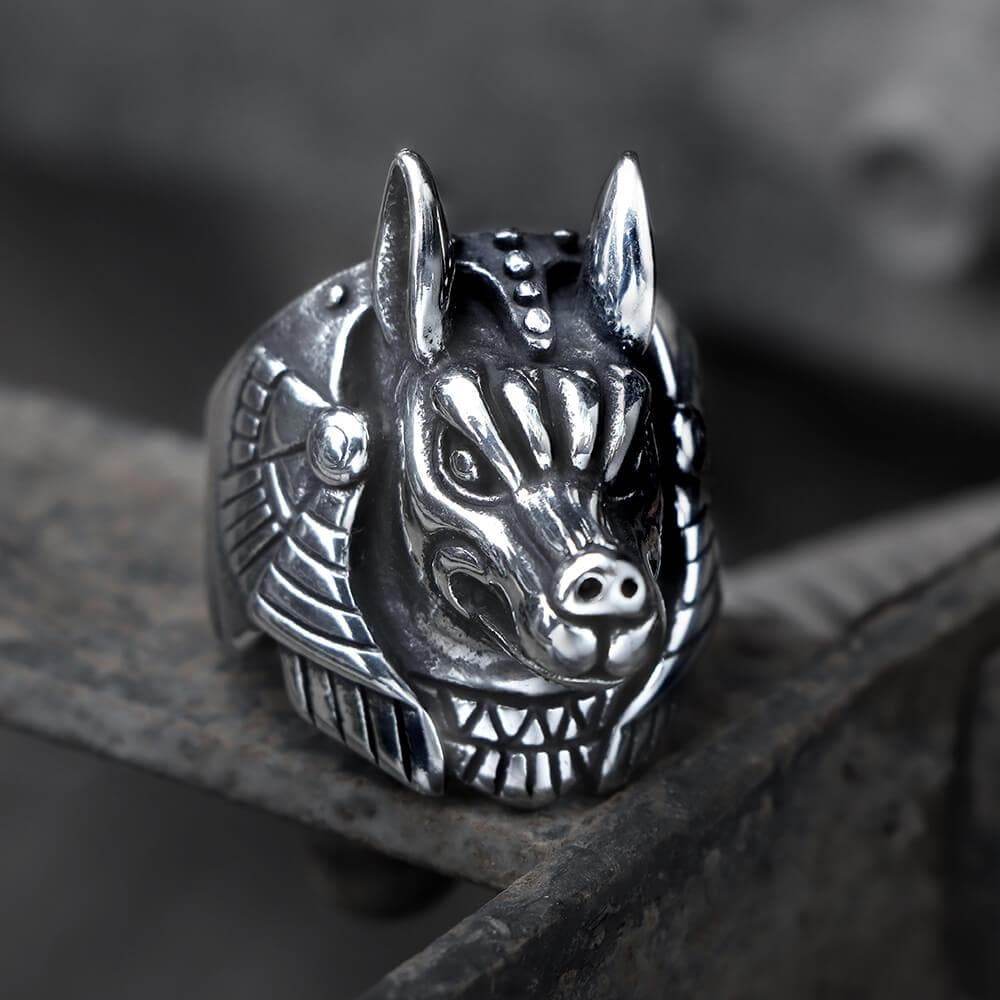 Anubis Egyptian Death God Stainless Steel Ring - Stainless Steel / 7