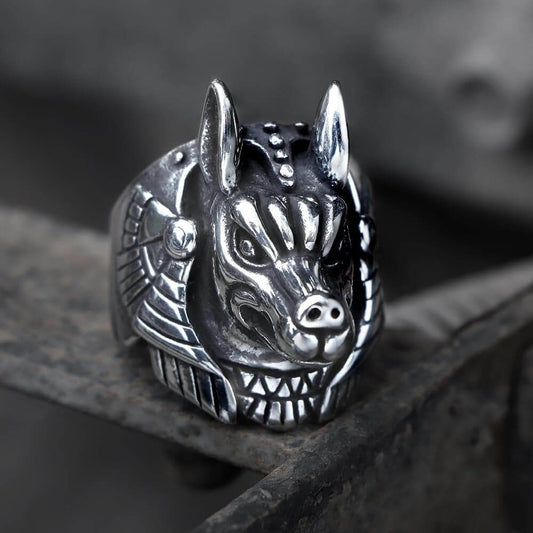 Anubis Egyptian Death God Stainless Steel Ring - Stainless Steel / 7