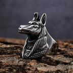 Anubis Stainless Steel Egyptian Mythology Ring - 7