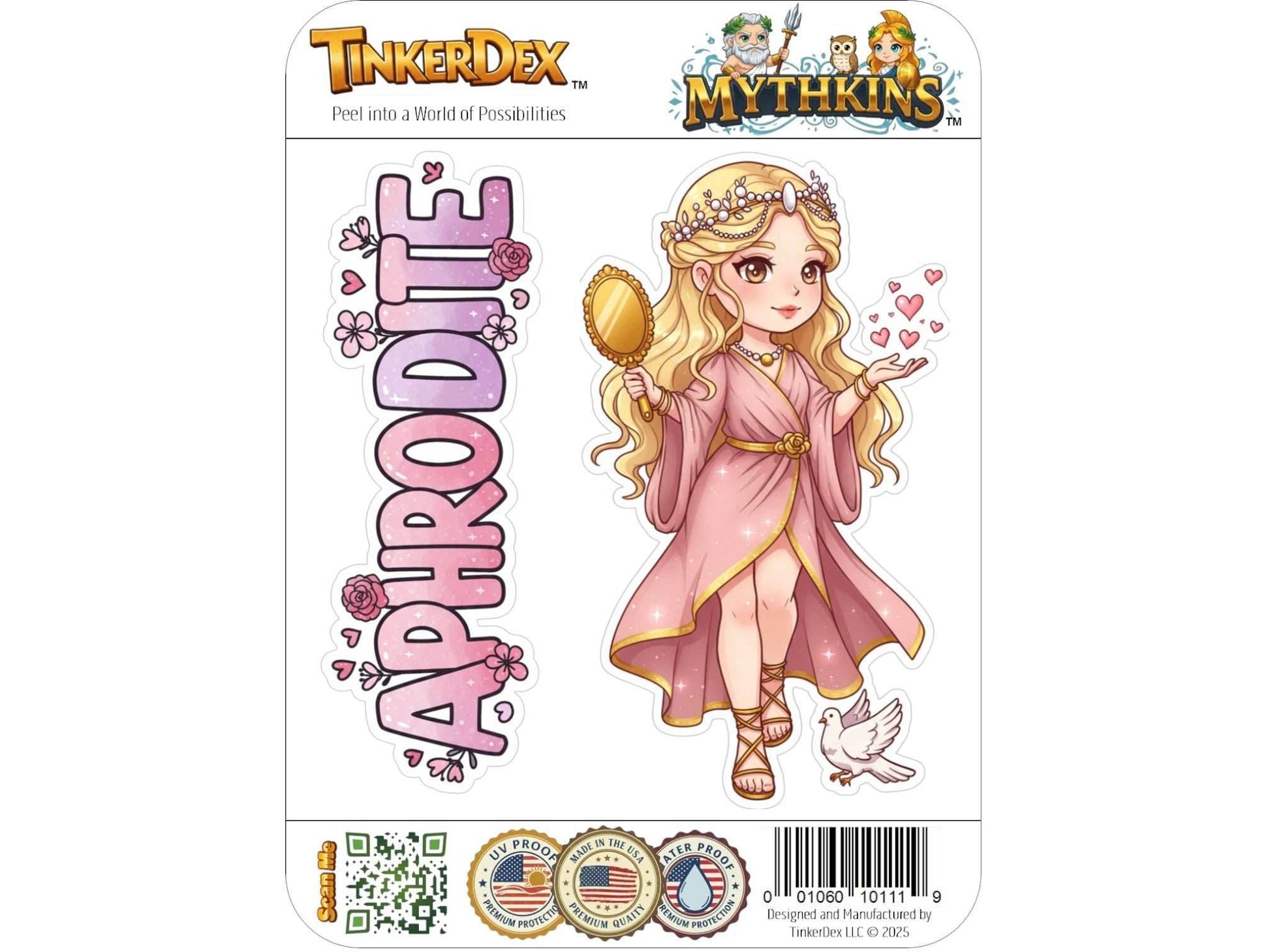 Aphrodite Sticker and Magnet – Ourania Mythkins™ – Greek Goddess of Love and Beauty | Waterproof & UV-Proof - Sticker / Mini