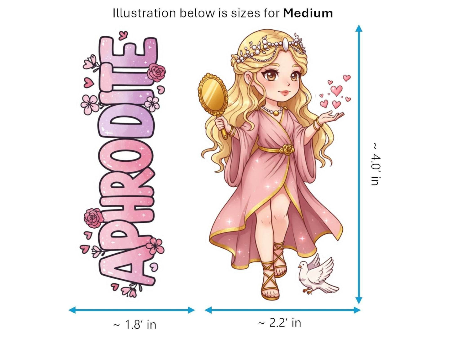 Aphrodite Sticker and Magnet – Ourania Mythkins™ – Greek Goddess of Love and Beauty | Waterproof & UV-Proof - Sticker / Medium