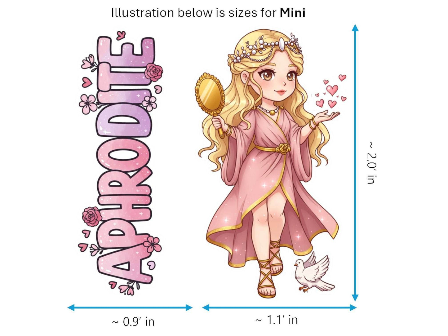 Aphrodite Sticker and Magnet – Ourania Mythkins™ – Greek Goddess of Love and Beauty | Waterproof & UV-Proof - Sticker / Mini