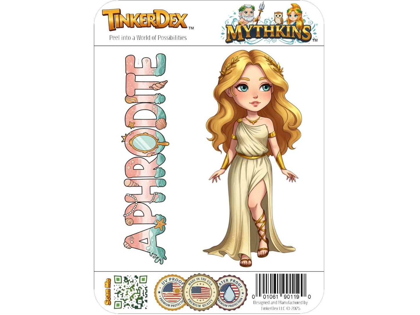 Aphrodite Sticker and Magnet – Pandemos Mythkins™ – Greek Goddess of Love and Beauty | Waterproof & UV-Proof - Sticker / Mini