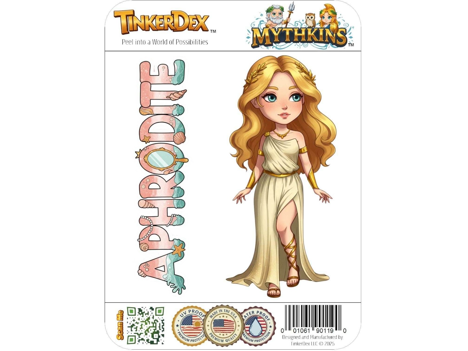 Aphrodite Sticker and Magnet – Pandemos Mythkins™ – Greek Goddess of Love and Beauty | Waterproof & UV-Proof - Sticker / Mini