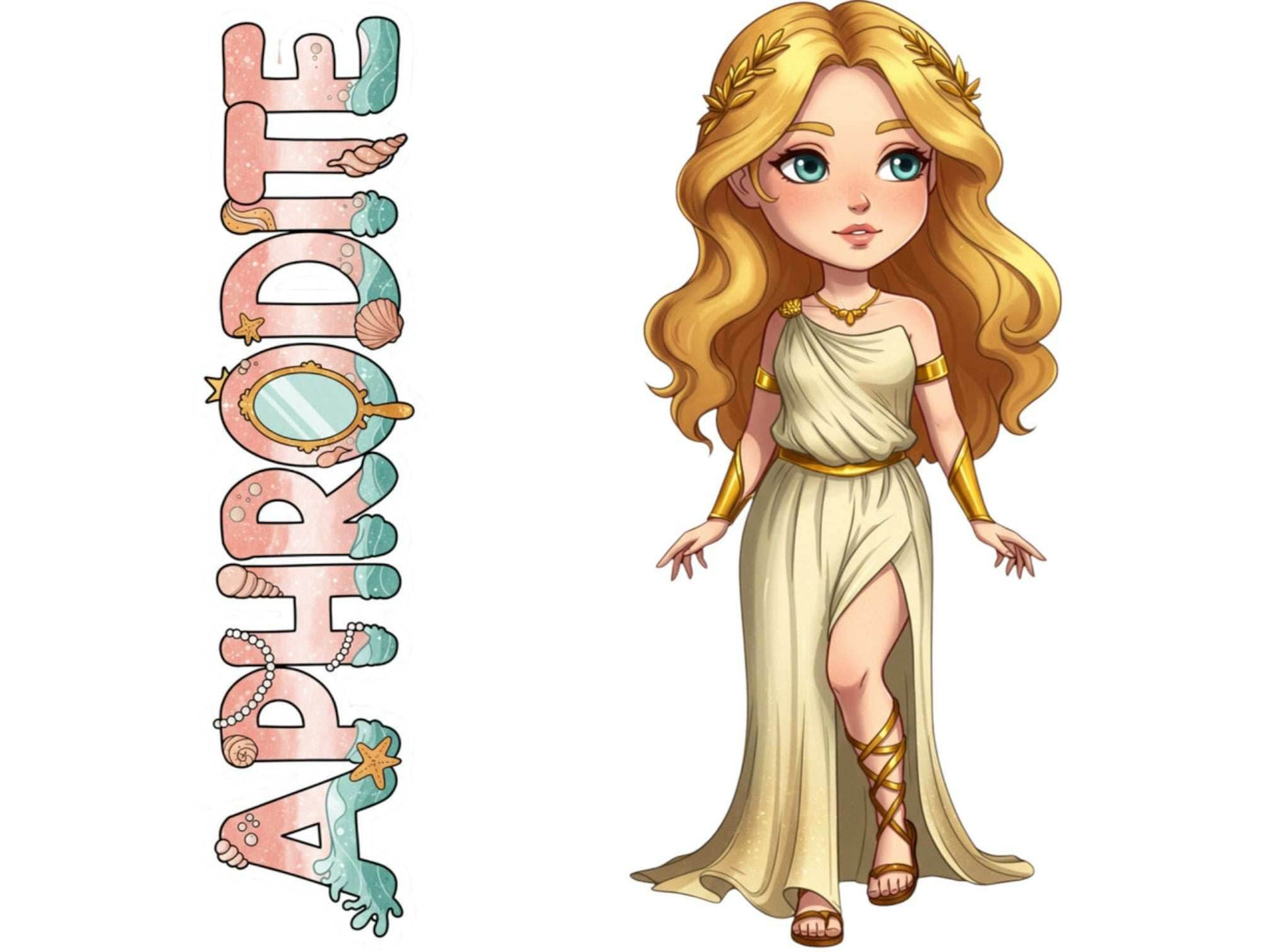 Aphrodite Sticker and Magnet – Pandemos Mythkins™ – Greek Goddess of Love and Beauty | Waterproof & UV-Proof - Sticker / Mini