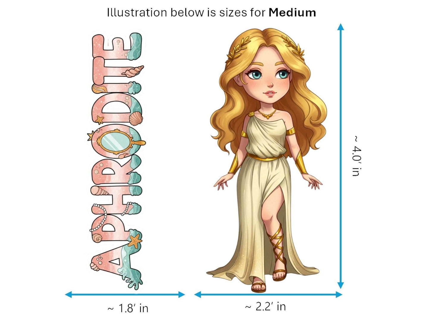 Aphrodite Sticker and Magnet – Pandemos Mythkins™ – Greek Goddess of Love and Beauty | Waterproof & UV-Proof - Sticker / Medium