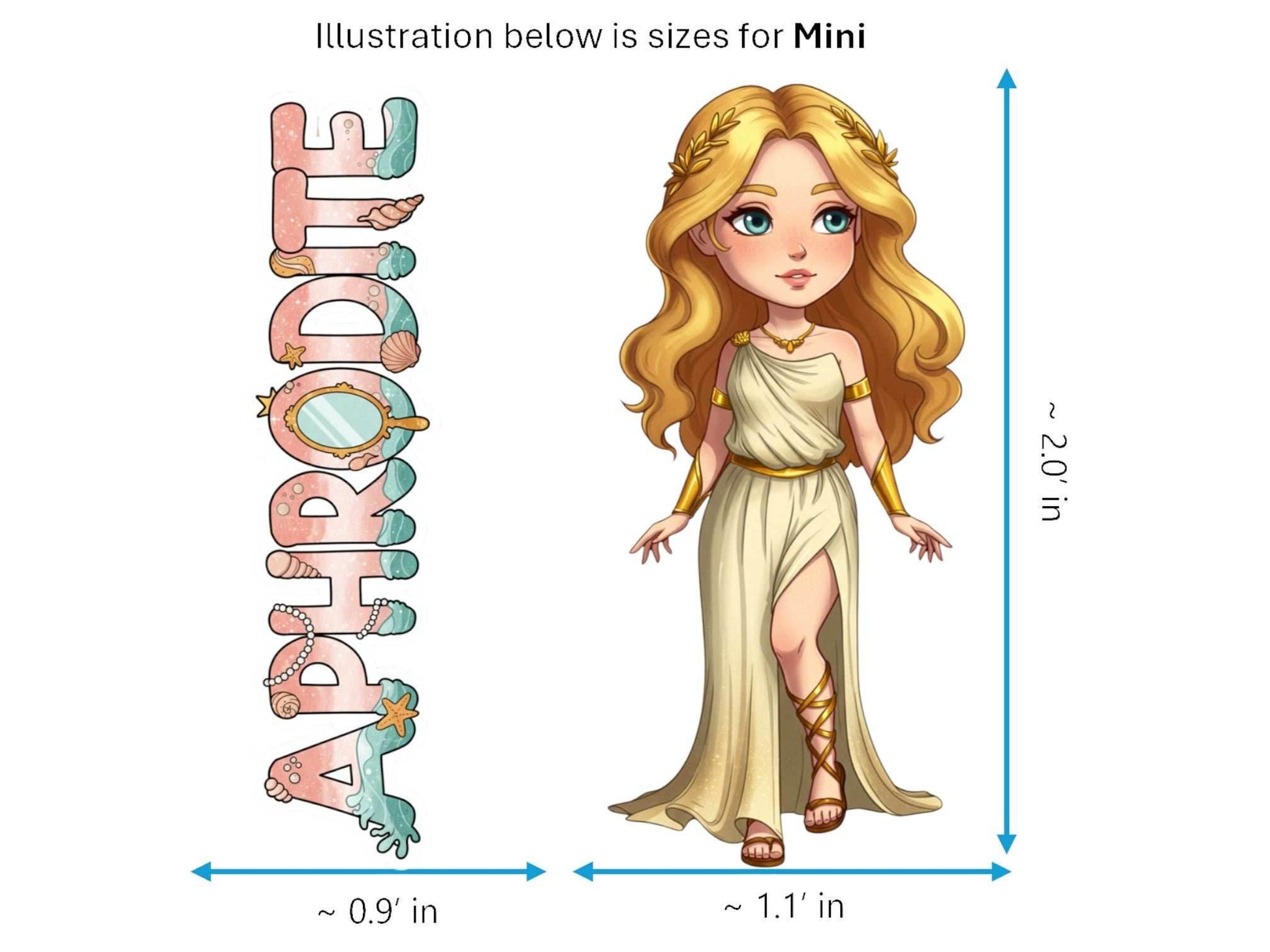 Aphrodite Sticker and Magnet – Pandemos Mythkins™ – Greek Goddess of Love and Beauty | Waterproof & UV-Proof - Sticker / Mini