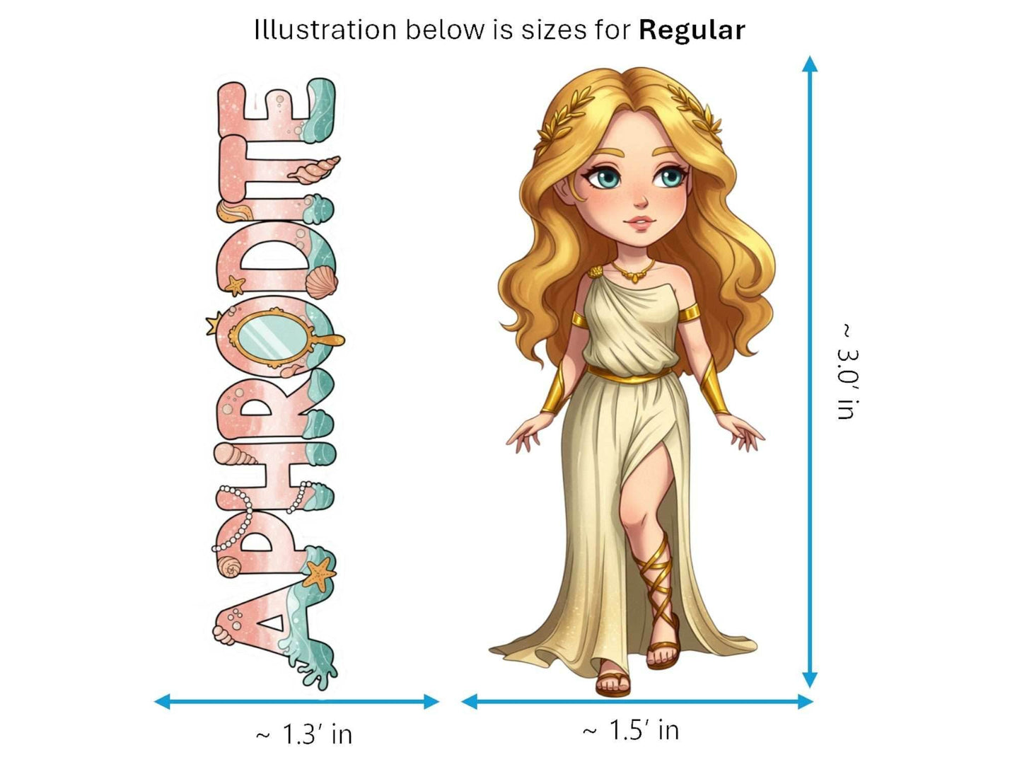 Aphrodite Sticker and Magnet – Pandemos Mythkins™ – Greek Goddess of Love and Beauty | Waterproof & UV-Proof - Sticker / Regular