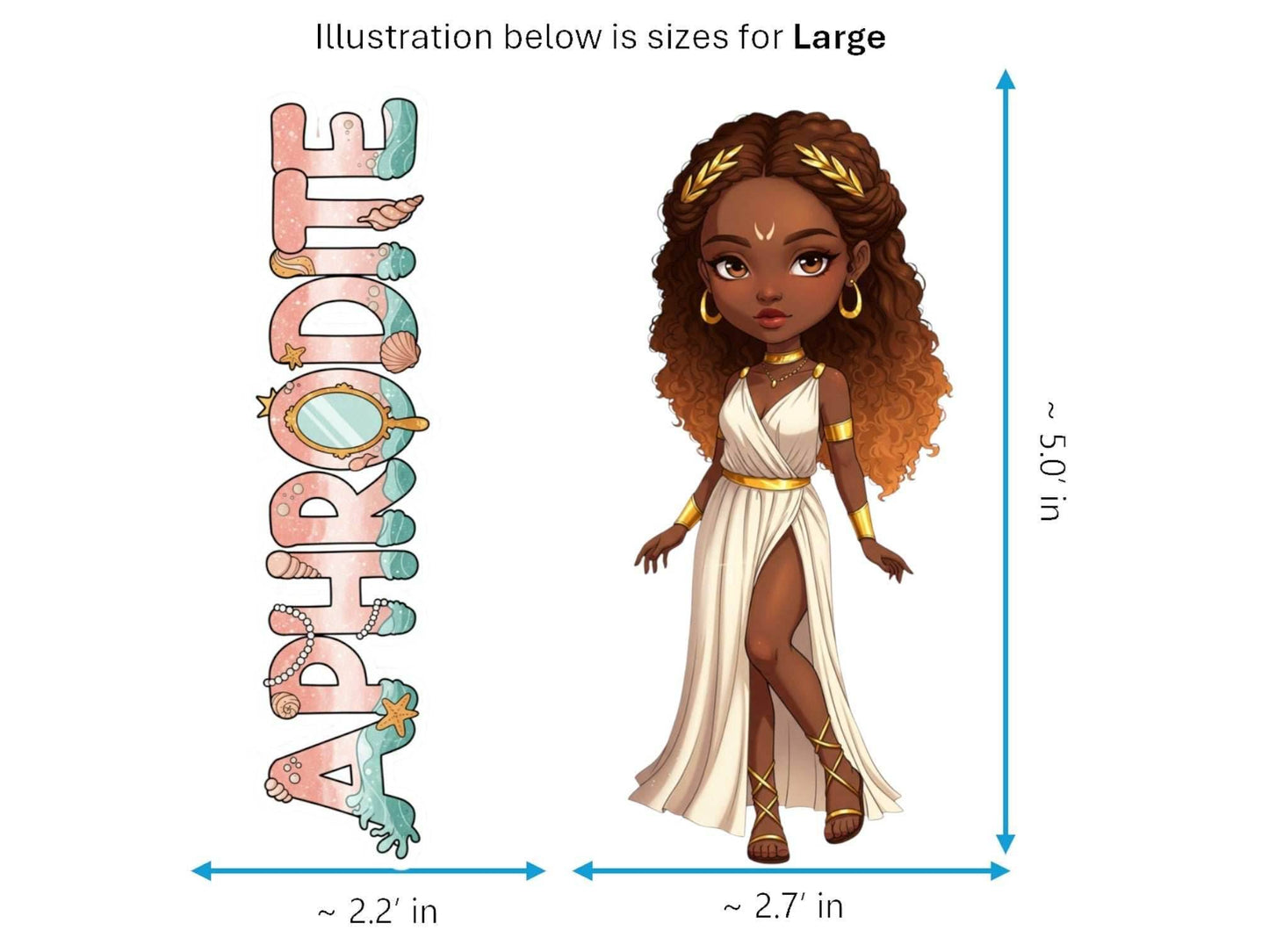 Aphrodite Sticker and Magnet – Kypris Mythkins™ – Greek Goddess of Love and Beauty | Waterproof & UV-Proof - Sticker / Large