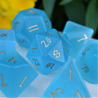 Aqua Blue Cat's Eye Stone Dice Set