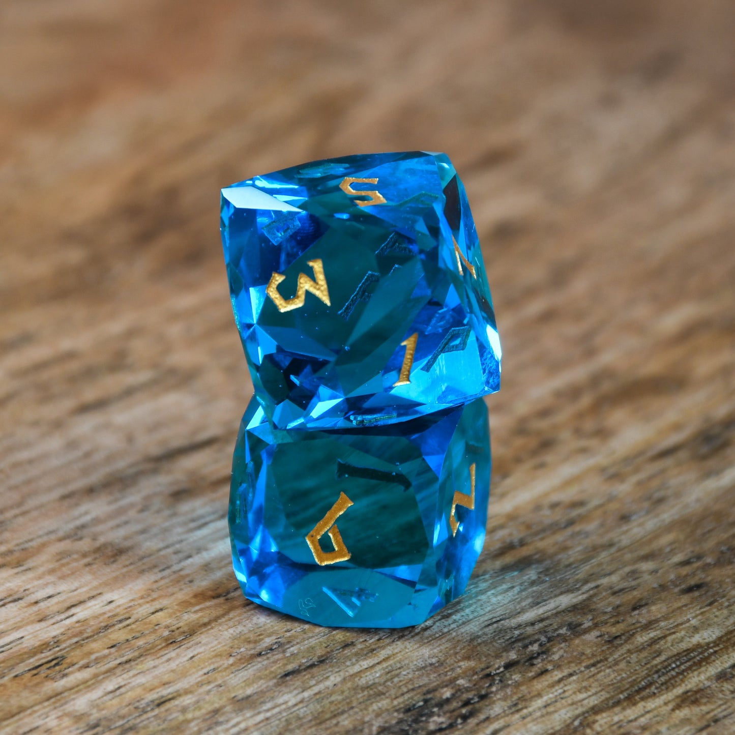 Aquamarine Multifaceted Glass Dice Set