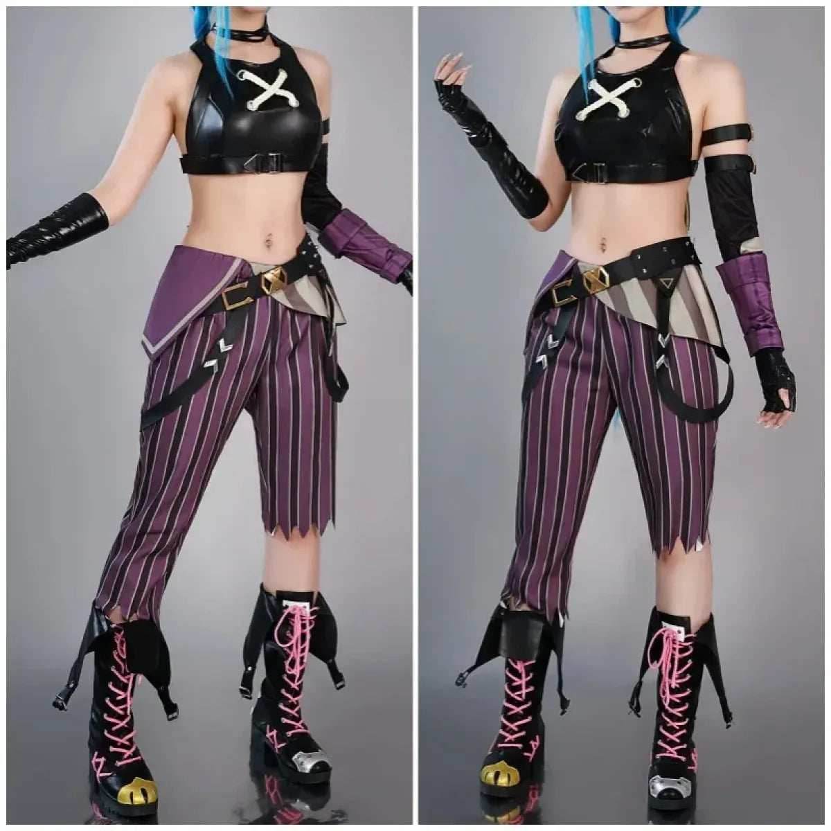 Arcane Jinx Cosplay Costume – LOL Season 2 Loli Outfit with Wig & Accessories - Costume Only / S