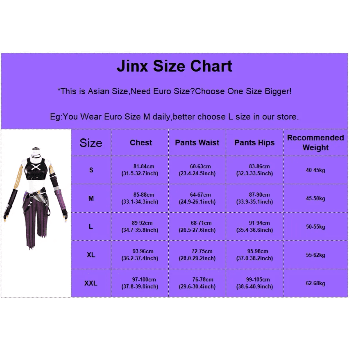 Arcane Jinx Cosplay Costume – LOL Season 2 Loli Outfit with Wig & Accessories - Costume Only / S