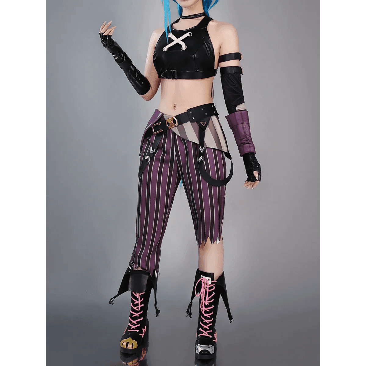 Arcane Jinx Cosplay Costume – LOL Season 2 Loli Outfit with Wig & Accessories - Costume Only / S