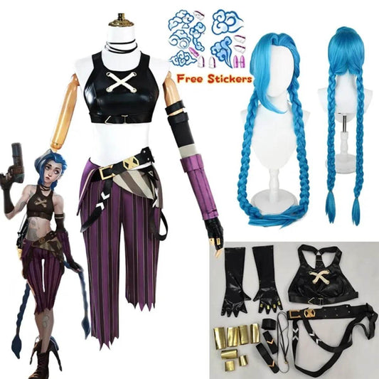Arcane Jinx Cosplay Costume – LOL Season 2 Loli Outfit with Wig & Accessories - Costume Only / S