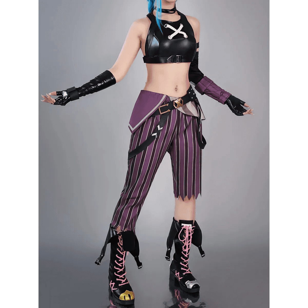 Arcane Jinx Cosplay Costume – LOL Season 2 Loli Outfit with Wig & Accessories - Costume Only / S