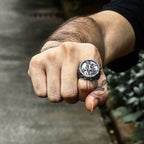 Archangel Saint Michael Stainless Steel Men’s Ring Handcrafted - Stainless Steel / 7