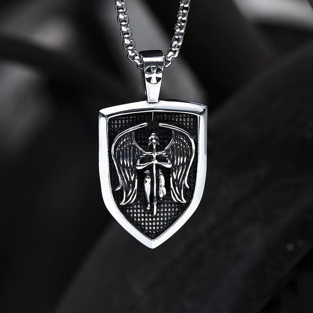 Archangel Saint Michael Sword Stainless Steel Pendant - Stainless Steel / Pendant Only