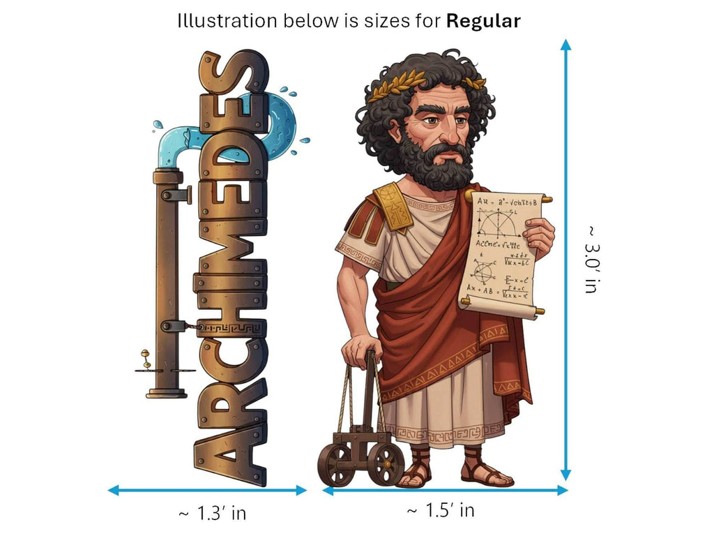 Archimedes Sticker and Magnet – the Master Geometer Philkins™ – Ancient Greek Mathematician and Inventor | Waterproof & UV-Proof - Sticker / Regular