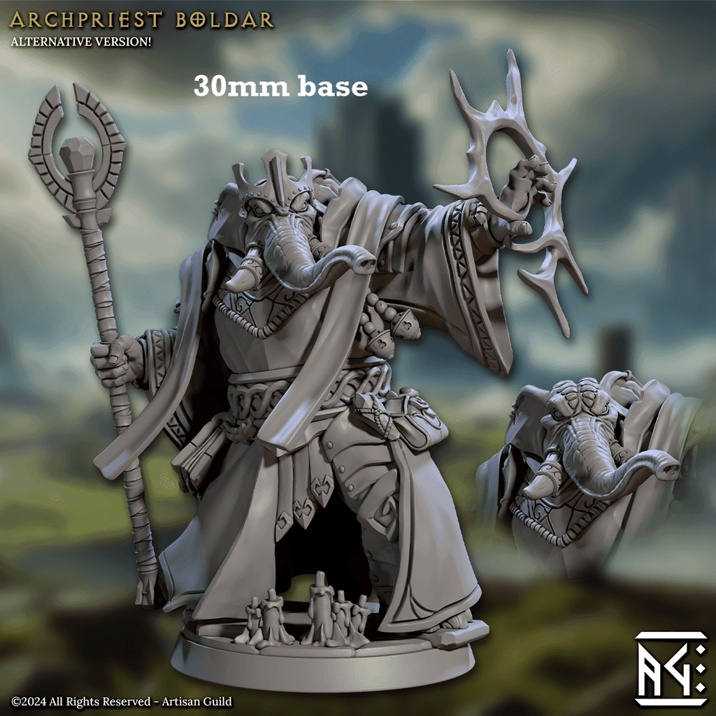 Archpriest Boldar (Male Loxodon Cleric) - With Hat