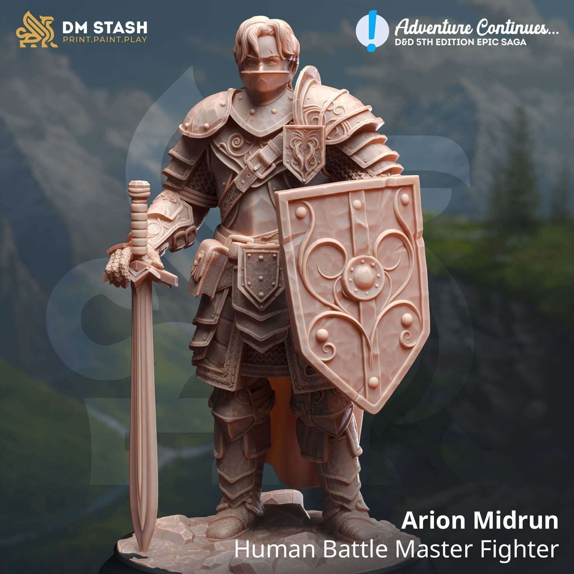 Arion Midrun, Battle Master (Male Human Fighter) - 32mm Scale