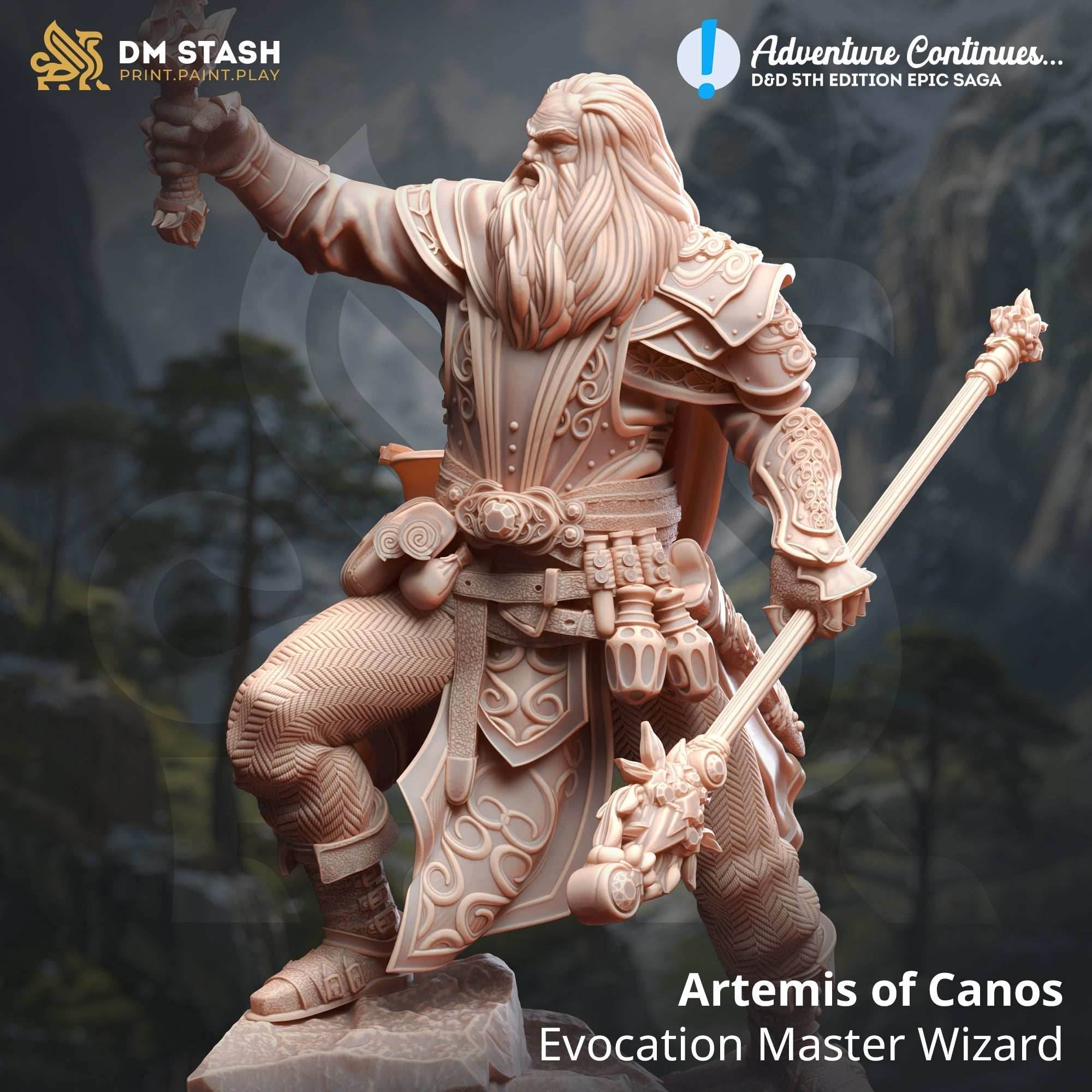 Artemis of Canos, Evocation Master Wizard (Male Human Wizard) - 32mm Scale