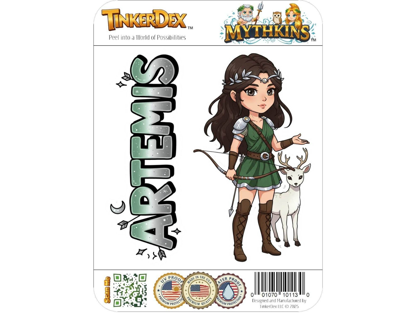 Artemis Sticker and Magnet – Agrotera Mythkins™ – Greek Goddess of the Hunt | Waterproof & UV-Proof - Sticker / Mini