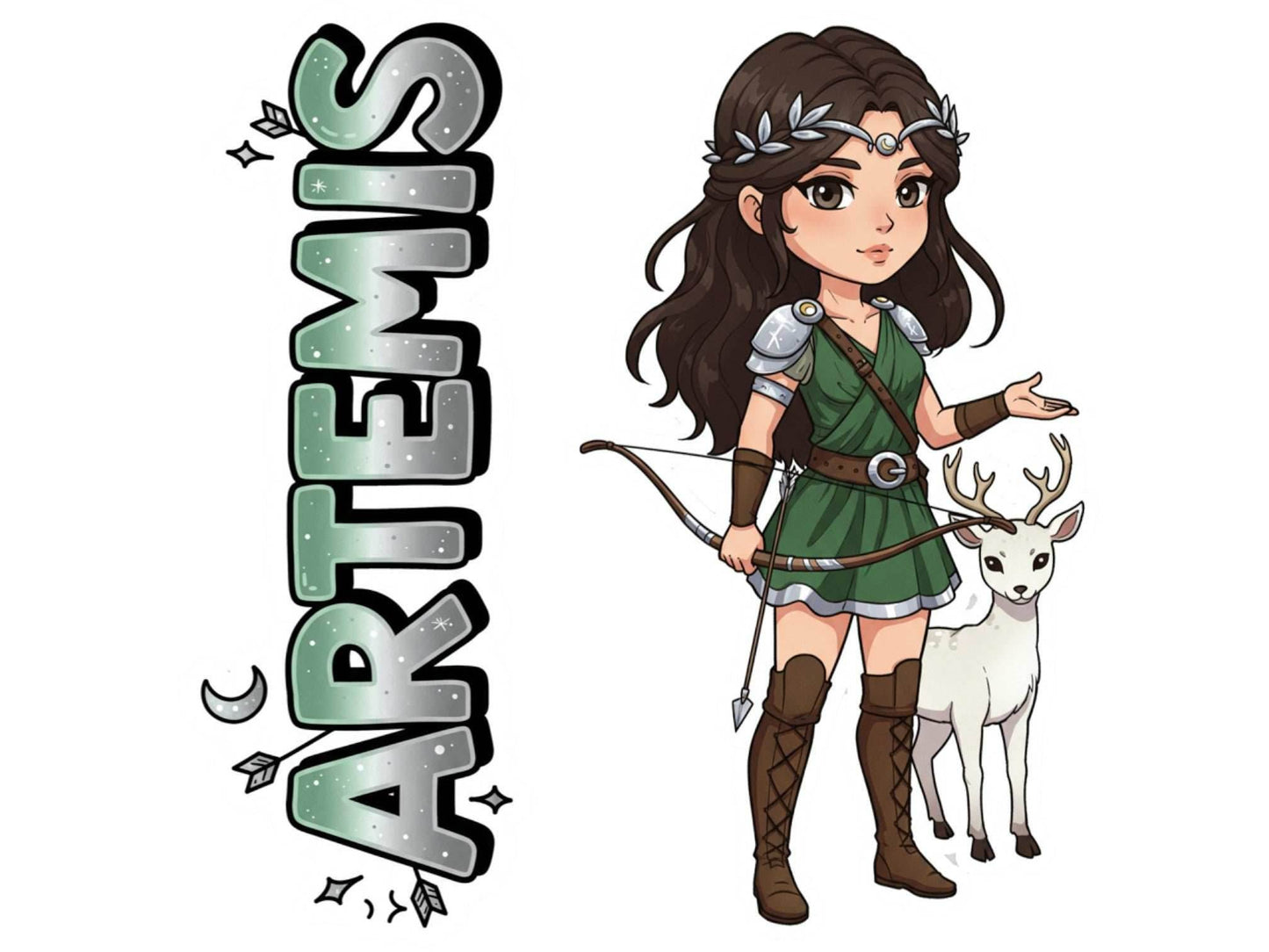 Artemis Sticker and Magnet – Agrotera Mythkins™ – Greek Goddess of the Hunt | Waterproof & UV-Proof - Sticker / Mini